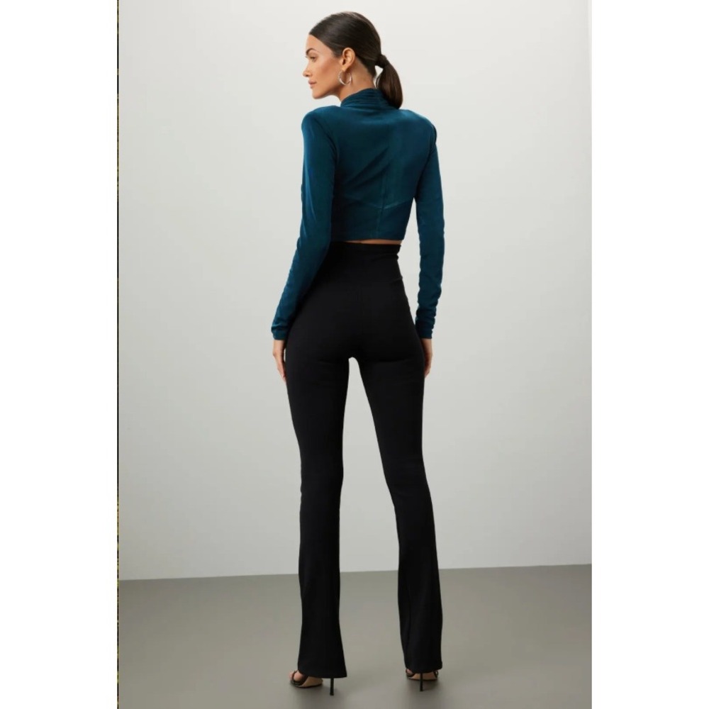Bardot Wren Wrap Top Teal Blue Long Sleeve Cropped Ruched Criss Cross Sz S - Picture 4 of 11
